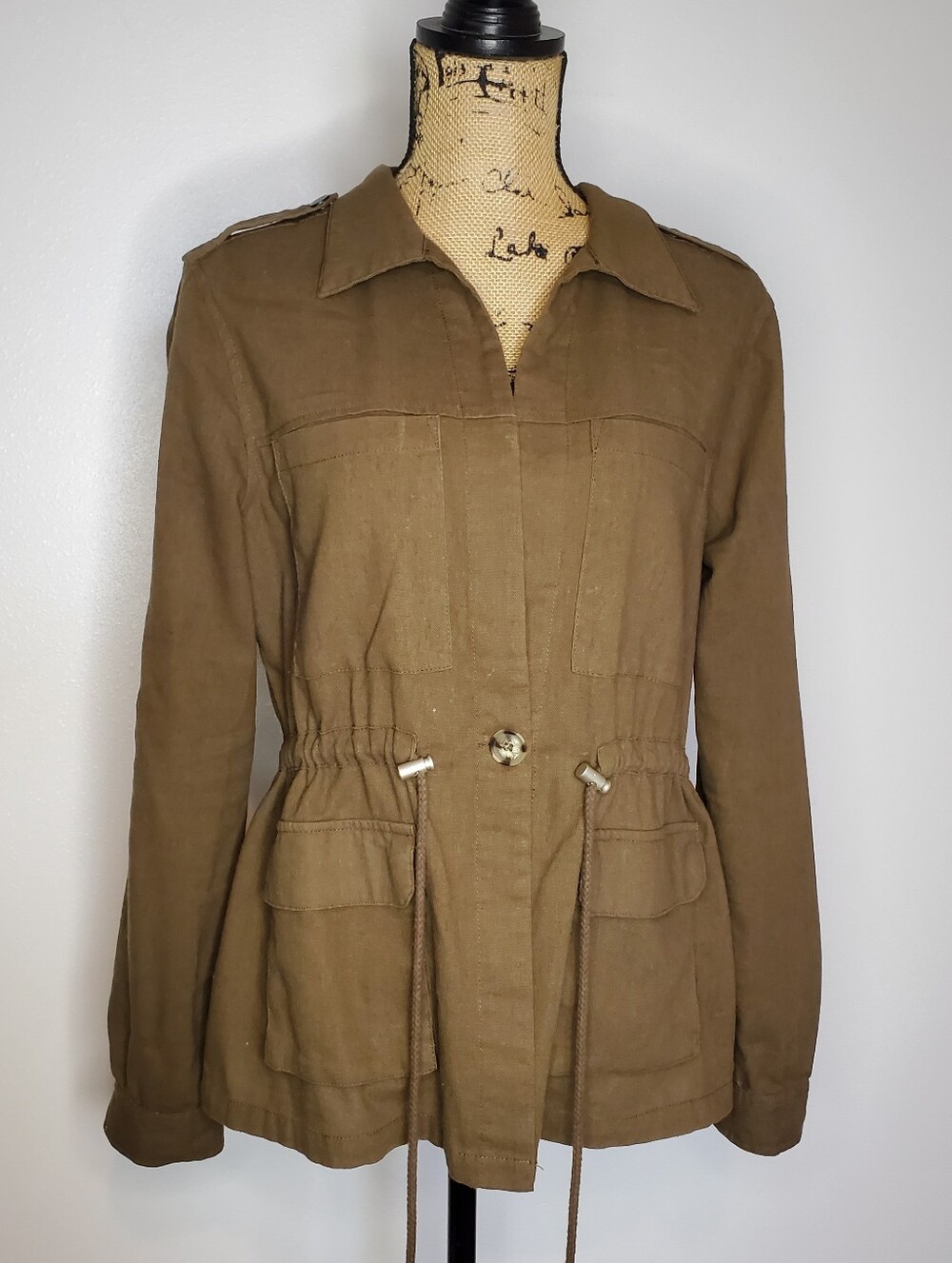 Skies are Blue Linen Blend Utility Jacket Size 8